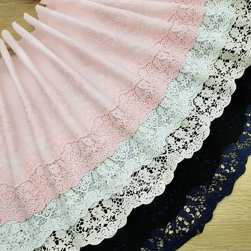 36CM Wide, European Classic Hollow Cotton Embroidery Decal Handmade Lolita  Clothing Accessories Curtain Tablecloth Material