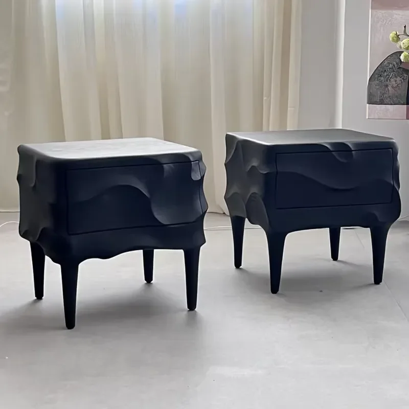Mid-century Modern Nightstand Bedroom Furniture Wave Style Solid Ash Wooden Bedside Table for Home Hotel Villa