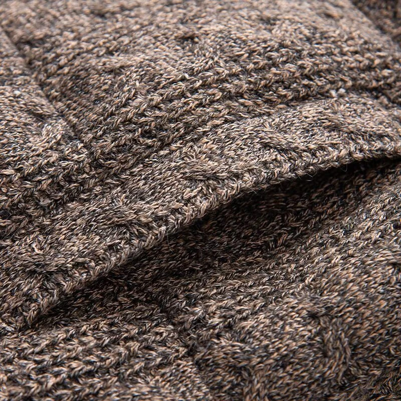 Women's Knitted Texture Stand Collar Zip Cropped Jacket Winter Warm Loose Casual Coat (Brown/Black/White)