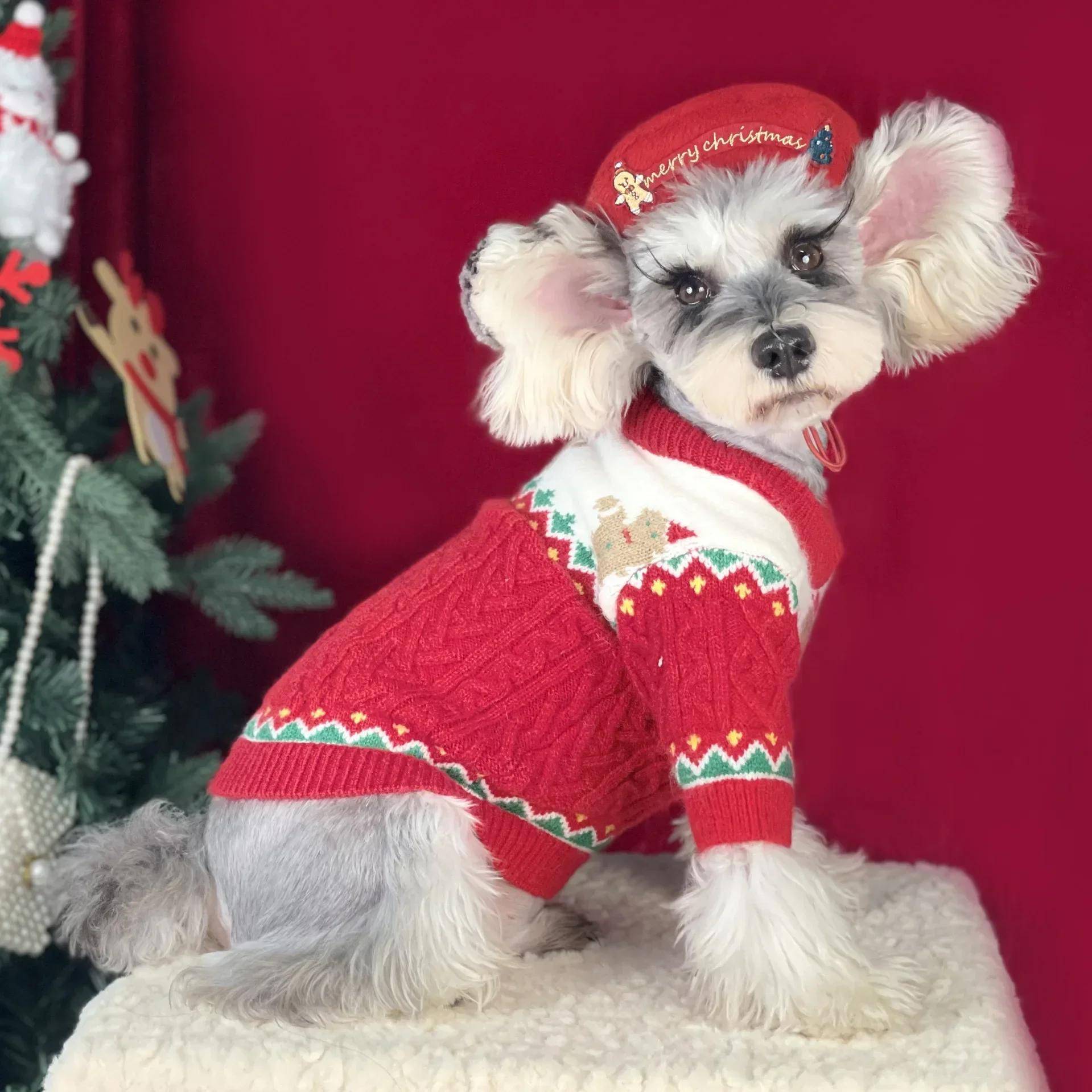 Dog Clothes Autumn Winter Christmas Sweater Pet Schnauzer Teddy Maltese  Pomeranian [Hat not included]