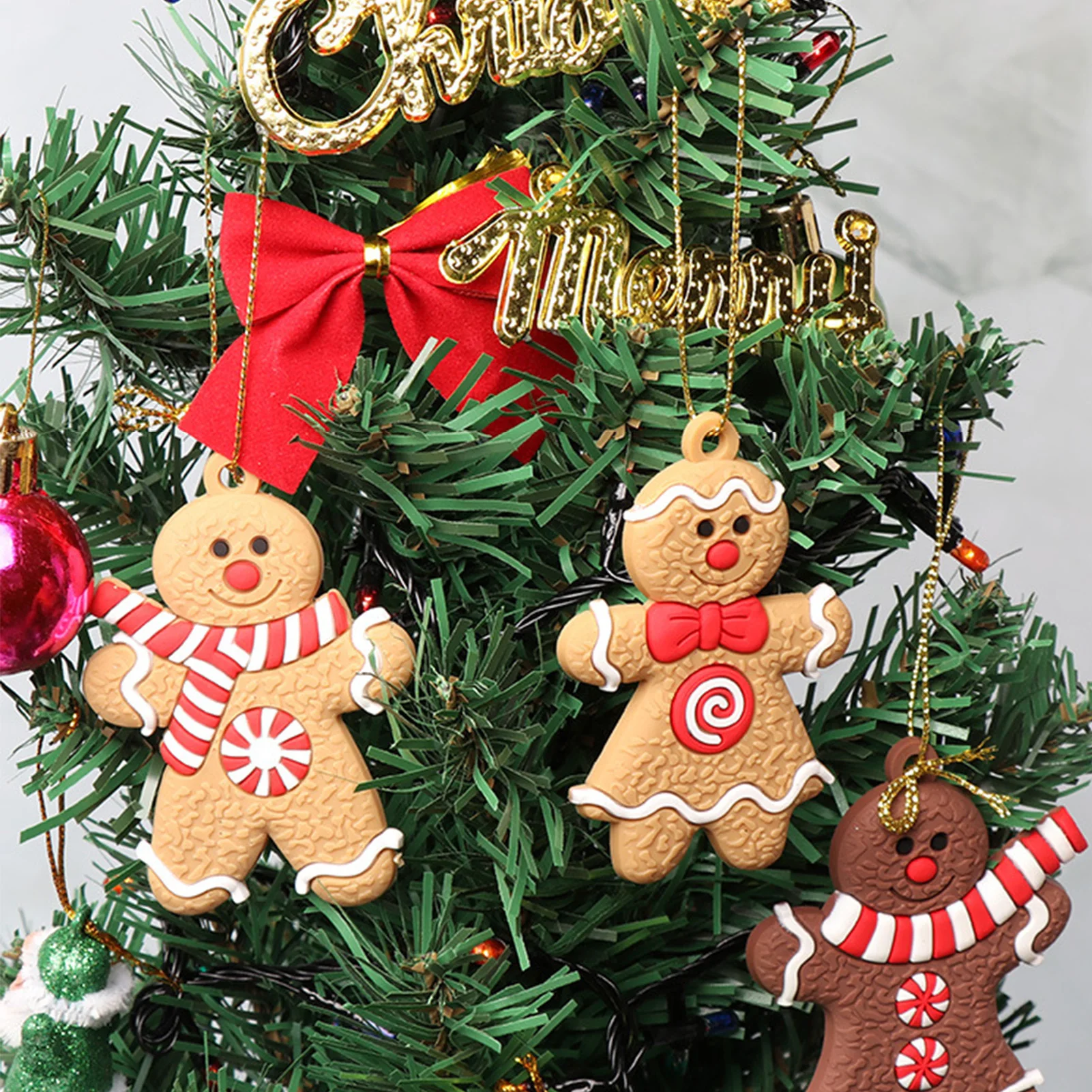 Christmas Gingerbread Man Hanging Pendant Durable Material Party Home New Year Decoration Suitable for Decorating Lives Homes