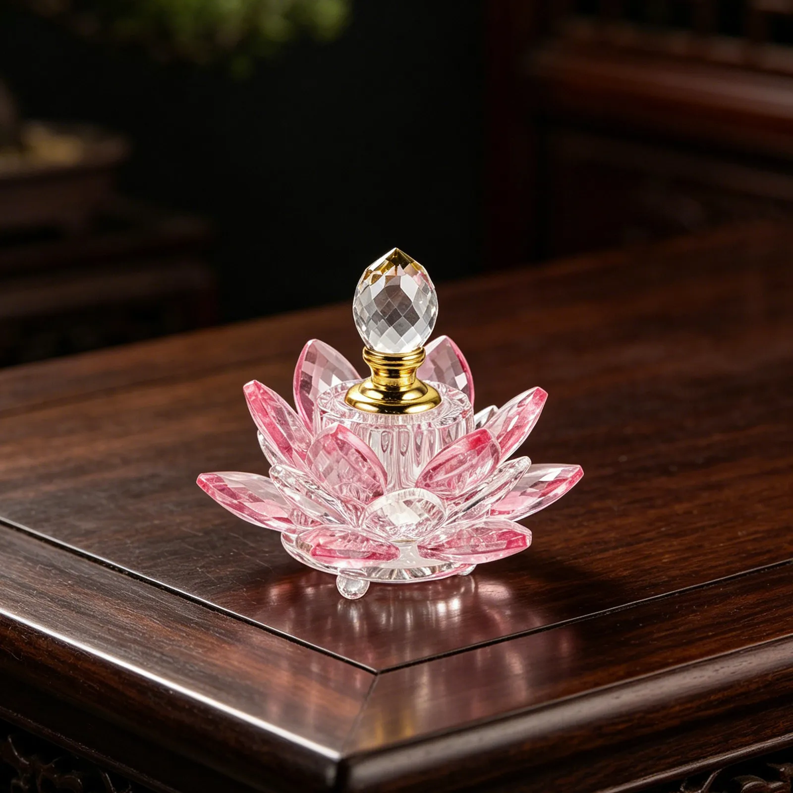 Refillable Crystal Lotus Flower Perfume Bottle Elegant Empty Glass Fragrance Bottle for Bedroom Vanity Aromatherapy Dropper - view 4