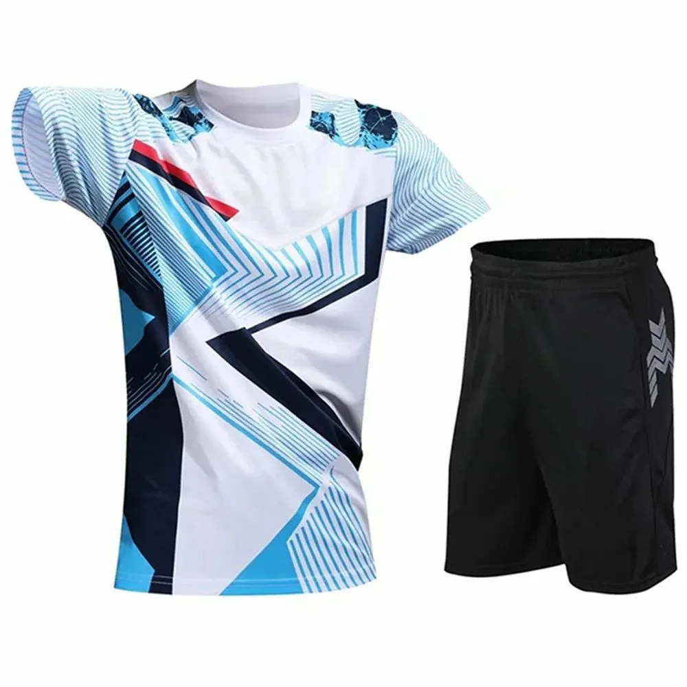 

Summer men's fashionable comfortable breathable T-shirt shorts set outdoor leisure sports training two-piece set