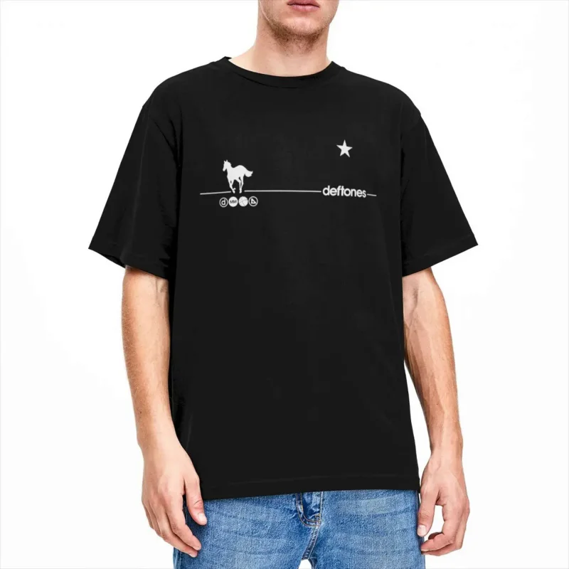 Y2K Men Women Deftones Rock Band Ohms White Pony T-Shirt Merchandise Funny 100% Cotton Metal T Shirts Tee Clothes All Seasons