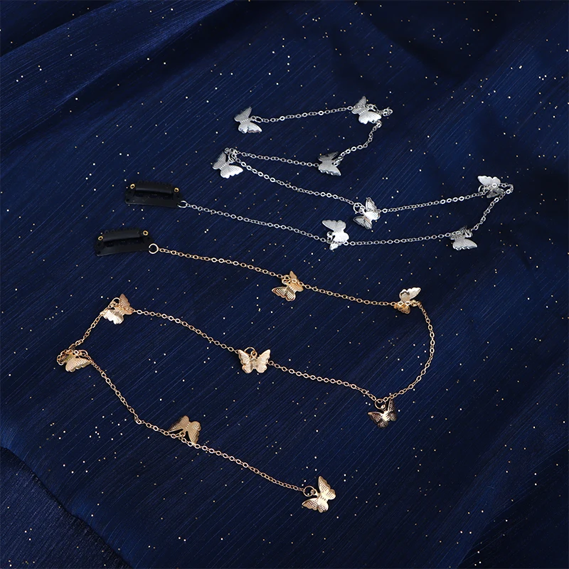 1Pair Butterfly Hair Chain For Women Girl Fashion Metal Braided Hair Chain Long Tassels Hairpin Hair Accessories Decoration