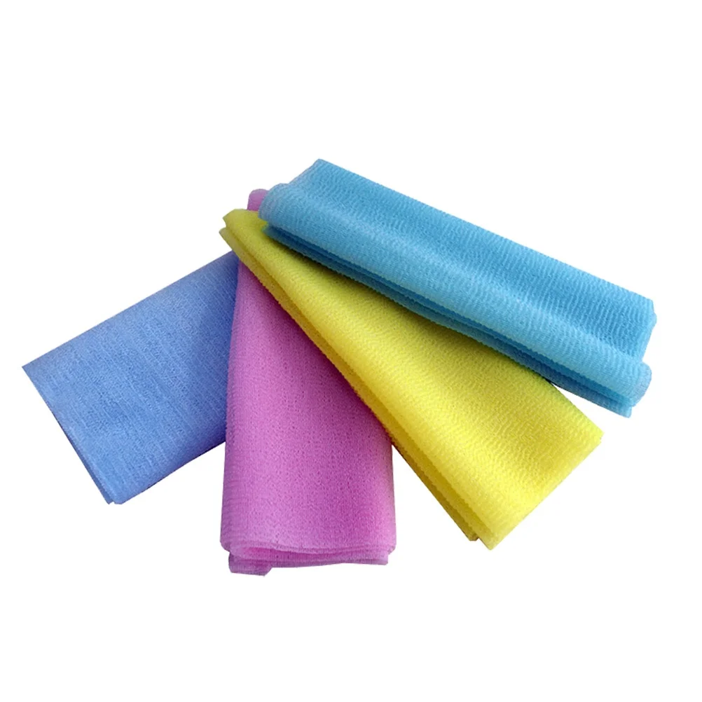 

4Pcs Back Scrubber Exfoliating Bath Cloth Nylon Bath Towel Body Scrub Sponge Rough Texture Deep Cleaning Dead Skin Removal Sweat