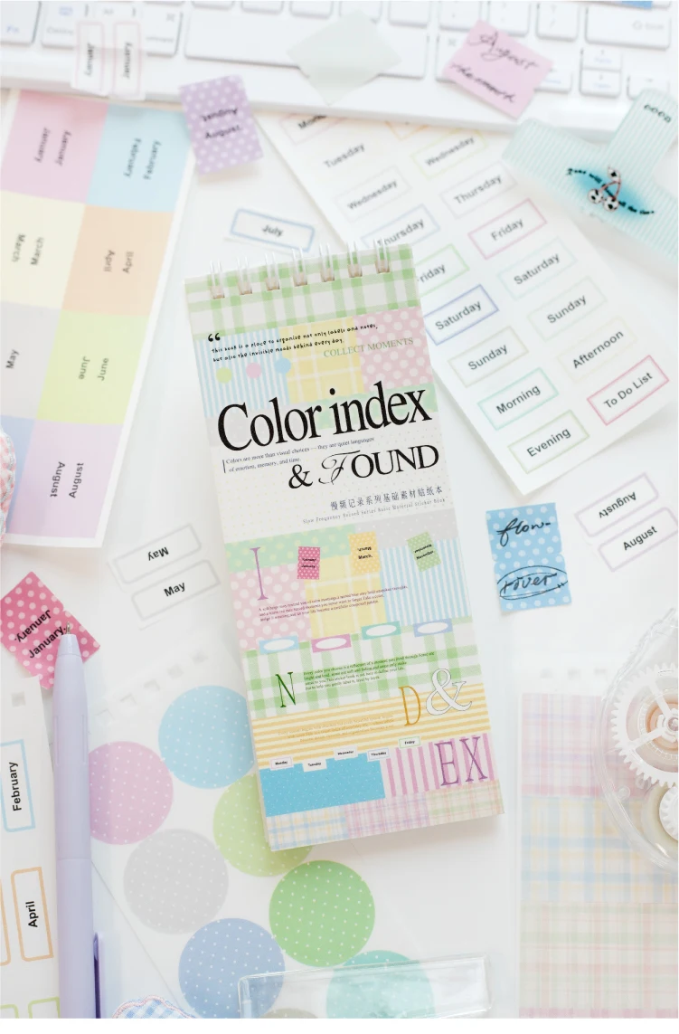 Journal GO 30pcs Mixed Material Date Planner Stickers PET & Washi Paper Index Sticker for Scrapbooking Colorful Number Month