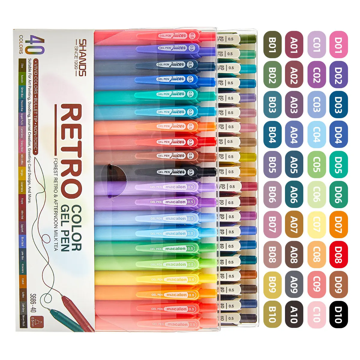 

Gel Pens 40 Colors Retractable Quick Dry Ink Pens, Fine Point 0.5mm, Smooth Writing, Multicolor for Journaling, Drawing, Doodlin