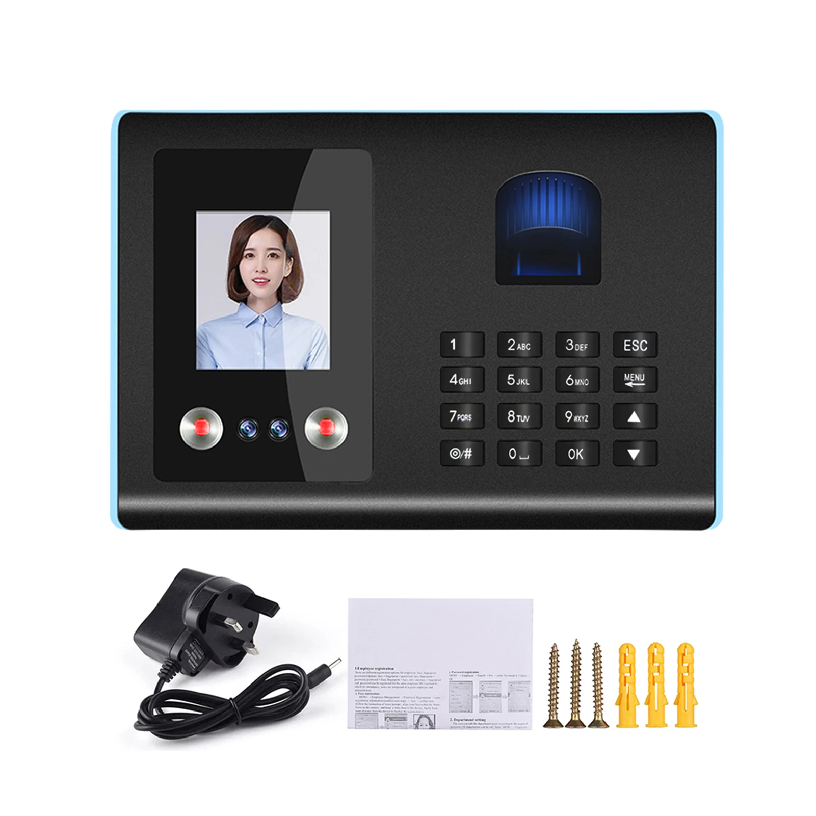 Intelligent Face Recognition Attendance Machine Fingerprint & Password Verification Employee Clock-in Recorder
