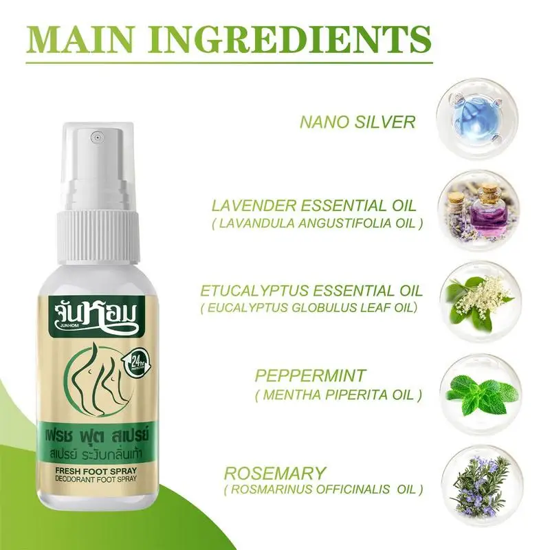 Semprotan deodoran kaki dengan teh & Mint 30ml alat sterilisasi sepatu alami penghilang bau kaki bau perawatan kulit semprotan deodoran