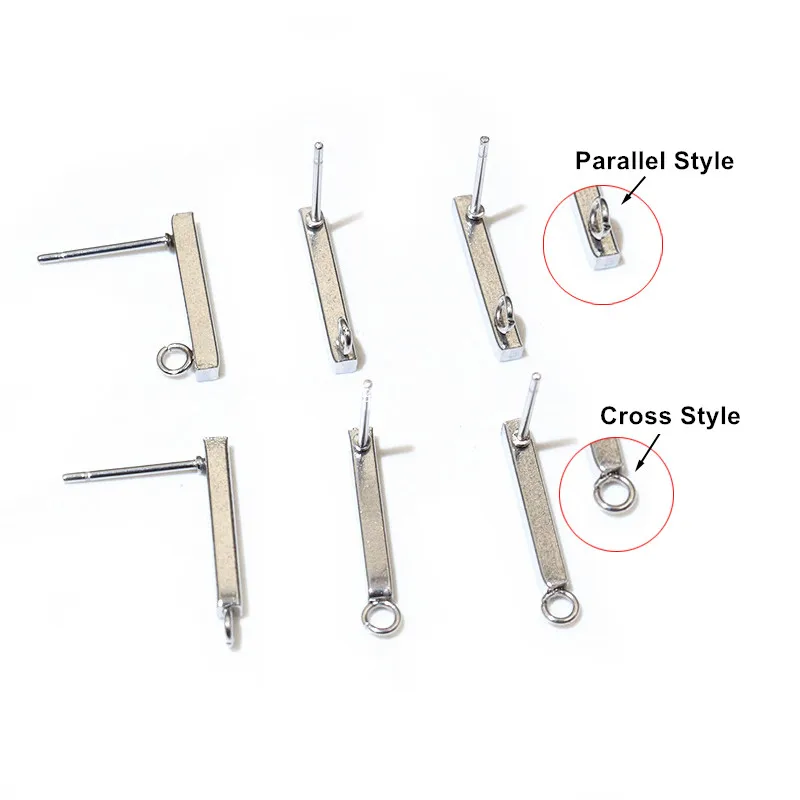 20pcs 10mm 15mm Stainless Steel Earring Hooks Bar Tube Stud Earrings Ear Wires Connector DIY Jewelry Making Findings Supplies