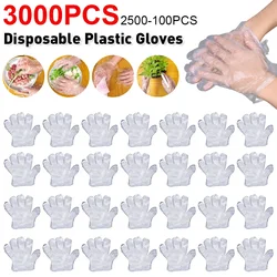 3000-100pcs Disposable Gloves Plastic Gloves Transparent Kitchen Bathroom Cleaning Gloves For DIY Cooking Kitchen Accessories