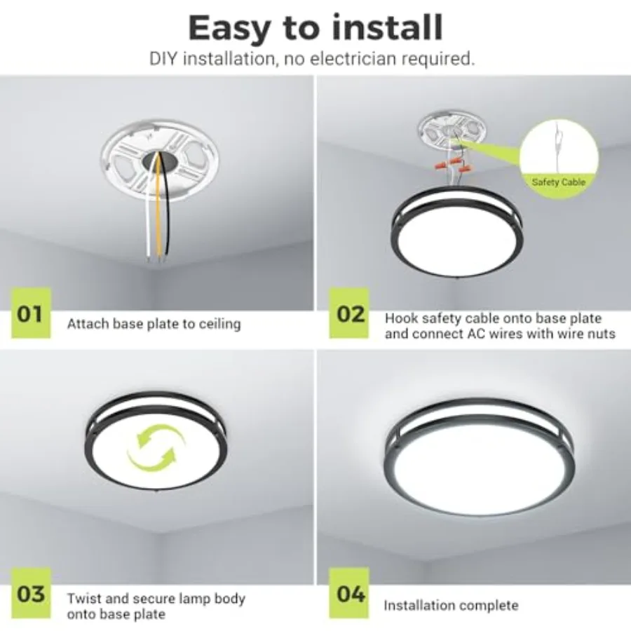 13inch Flush Mount Ceiling Light Fixture 2 Pack, Dimmable and 5 Color Temperatures Ceiling Light, 24W 3000K 3500K 4000K 5000K 6