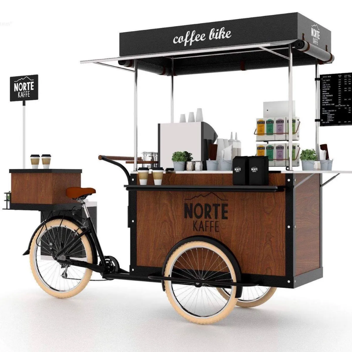 Outdoor inverted tricycle inverted donkey night market movable dining car barbecue snacks milk tea golden street coffee cart view 5