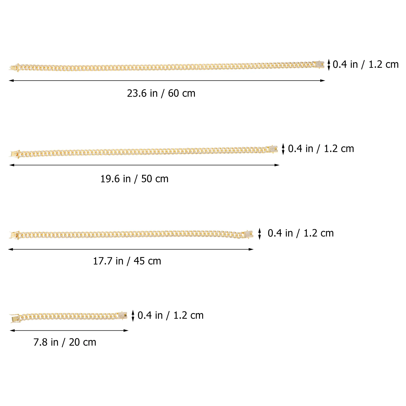4 قطع ربط سلسلة حجر الراين الهيب هوب مجوهرات للجنسين قلادة سوار بلينغ بيان مجموعة ربط سلسلة للجنسين