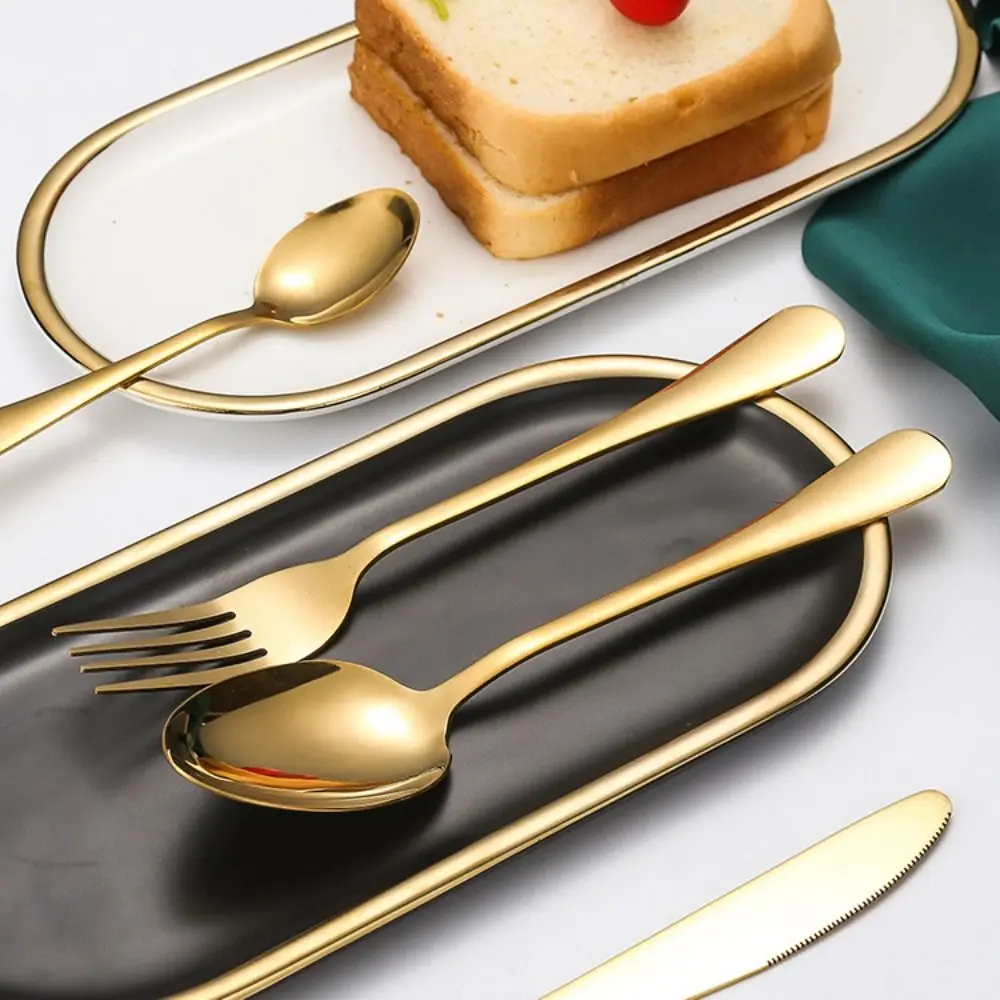 

24 шт., винтажный набор столовых приборов для стейка, зеркальная полированная нескользящая ручка, набор столовых приборов из нержавеющей стали, утолщенные гладкие края