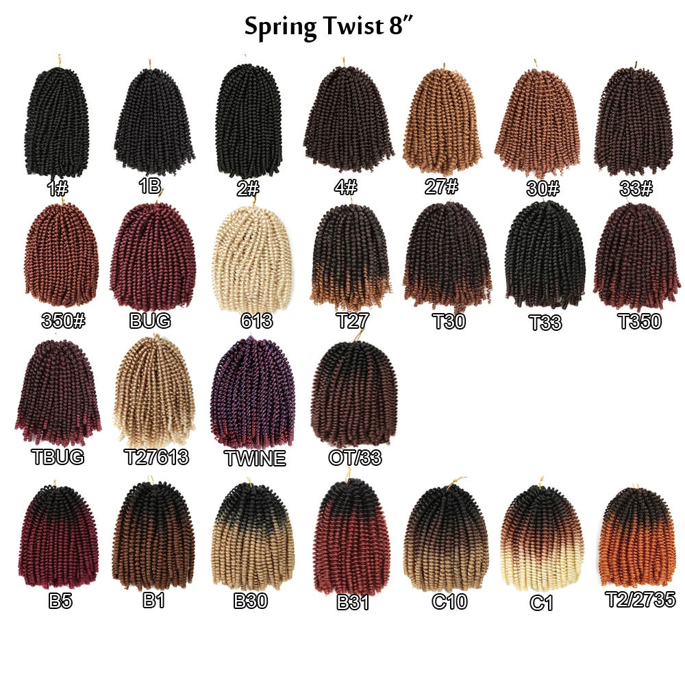 8 zoll Frühling Twist Häkeln Haar Afro Flauschigen Synthetische Twist Zöpfe Haar Ombre Flechten Haar Extensions Großhandel Haar Expo Stadt