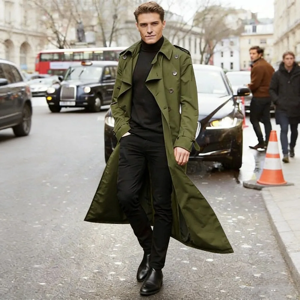 Pocket No Hood Belt Loose Fit Minimalist Men Jacket with Side Seam Pockets Regular Thickness Epaulettes Daily Spring Autumn