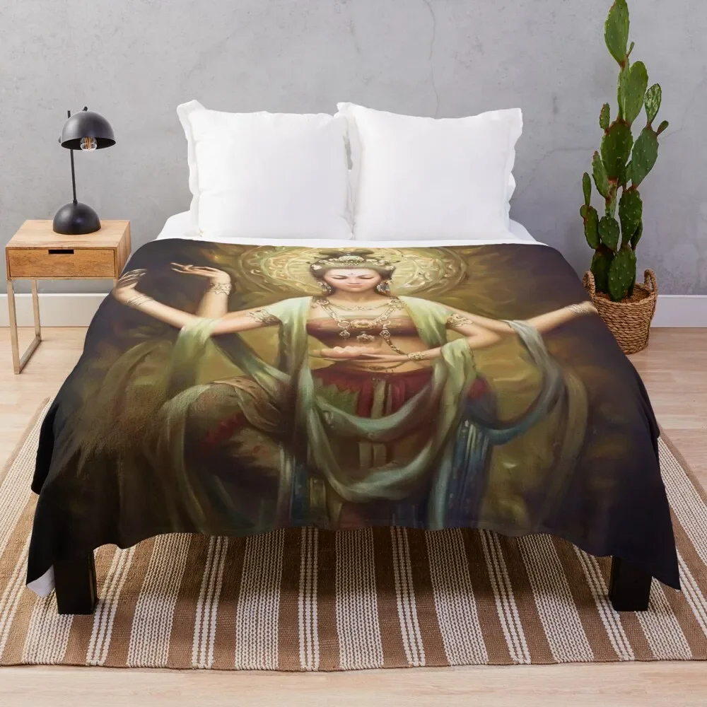 Quan Yin, The Mother and Goddess of Compassion Throw Blanket Blankets For Sofas Loose Plaid Blankets