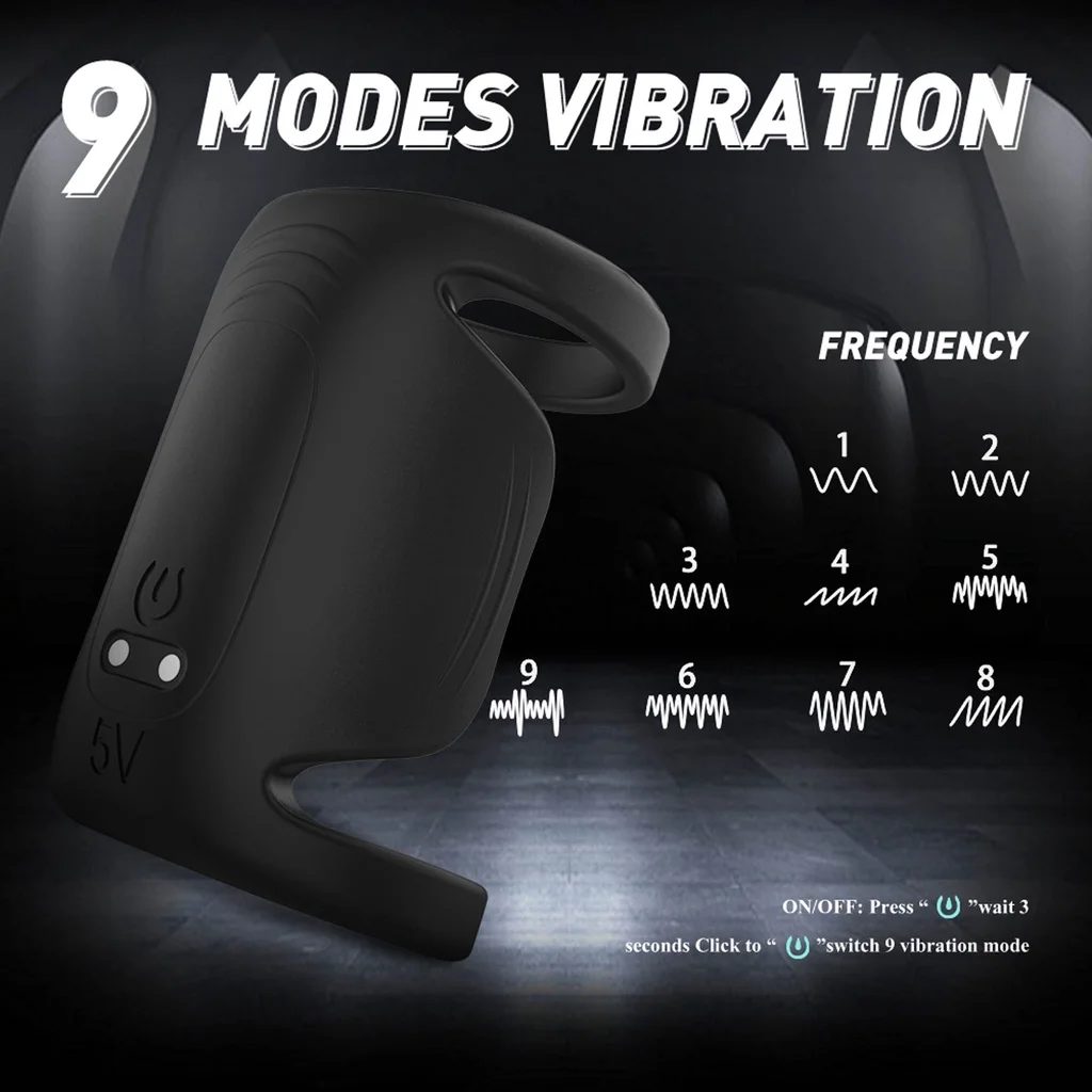 HESEKS Sex Toys for Men 9 Mode Male Masturbation Vibrating Cock Ring Delay Ejaculation Adult Products Penis Ring Vibrator 18+