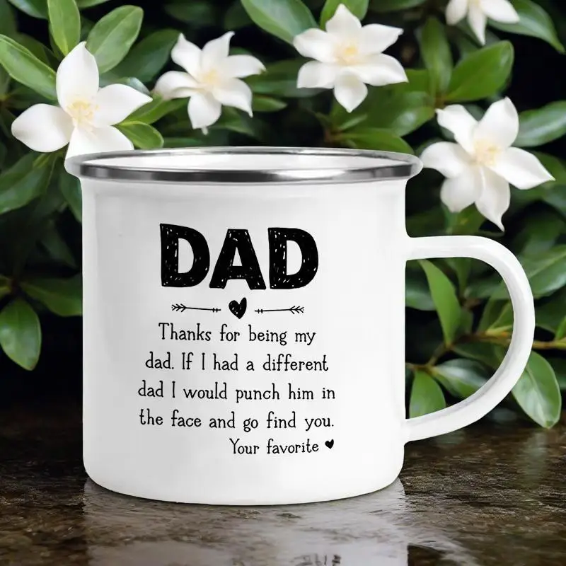 

Best Dad Print Funny Enamel Creative Coffee Cups Camping Mugs Handle Drinkware Vacation Mug The Best Father's Day Gifts for Men