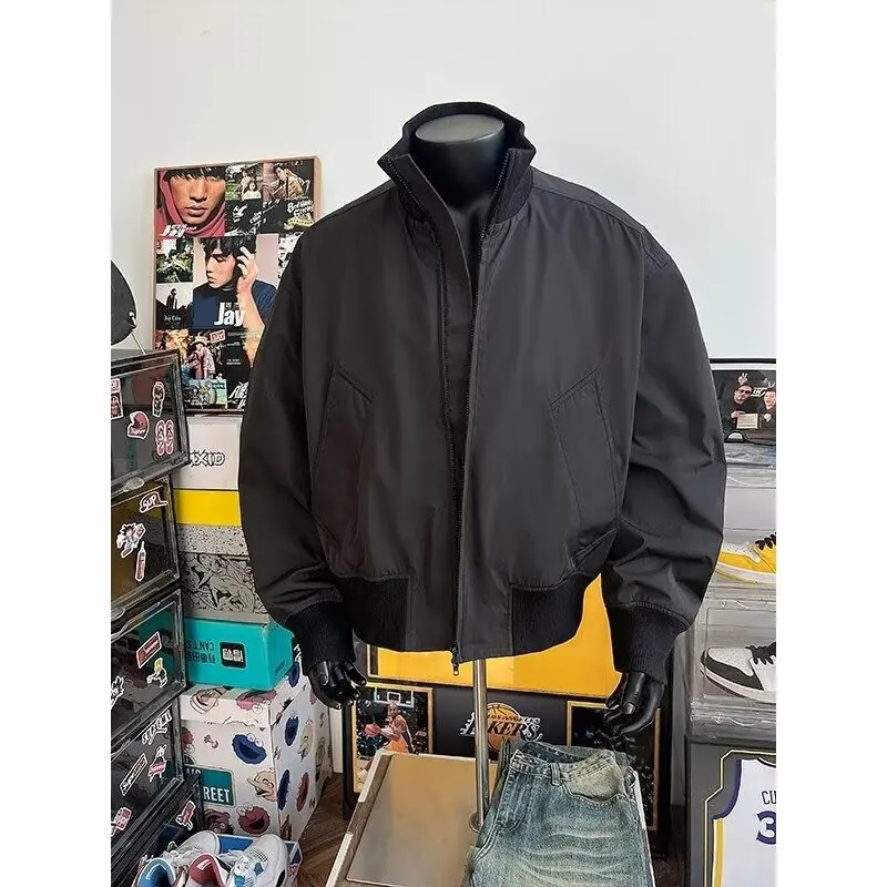 

Осенне-зимняя куртка-бомбер большого размера в американском стиле со стоячим воротником, рабочая одежда, повседневная универсальная верхняя одежда для мужчин и женщин