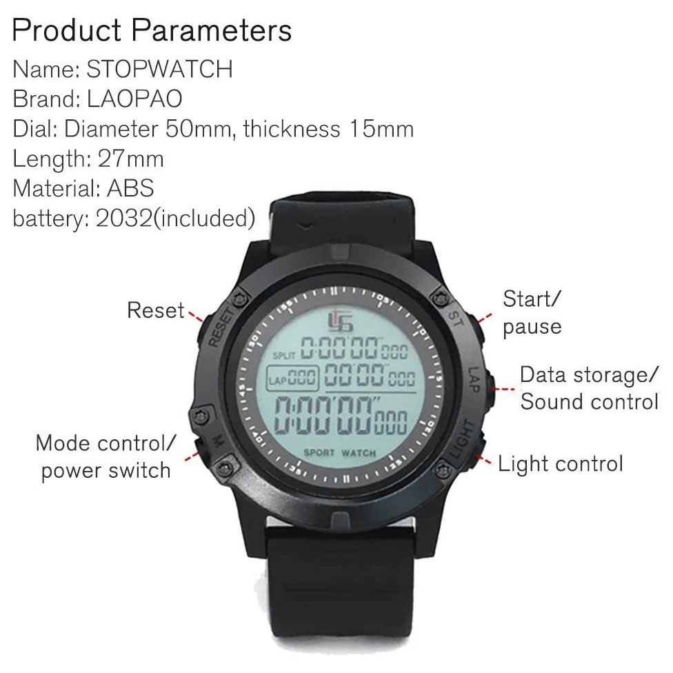 YS Stopwatch Digital Soccer Stop Watch Timer for Coaches 100 Lap Memory Water Resistant Countdown Stopwatch