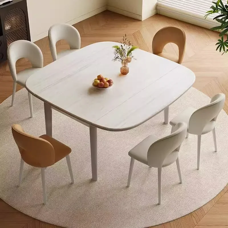 Medieval solid wood rock slab dining table and chair combination, new simple household small apartment rectangular