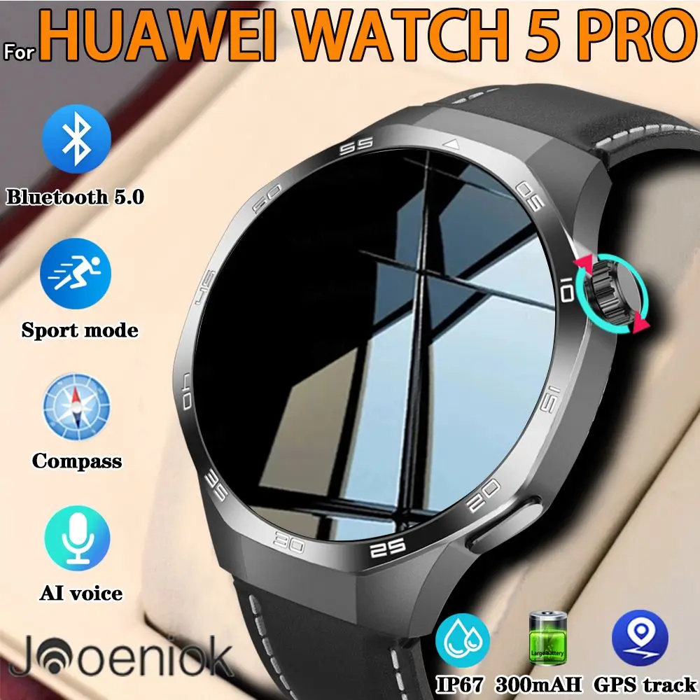 For Huawei Watch5Pro Smart Watch Men Compass Altimeter BT Call Sport Mode GPS Track Health Monitoring New 2024 Smartwatch Women