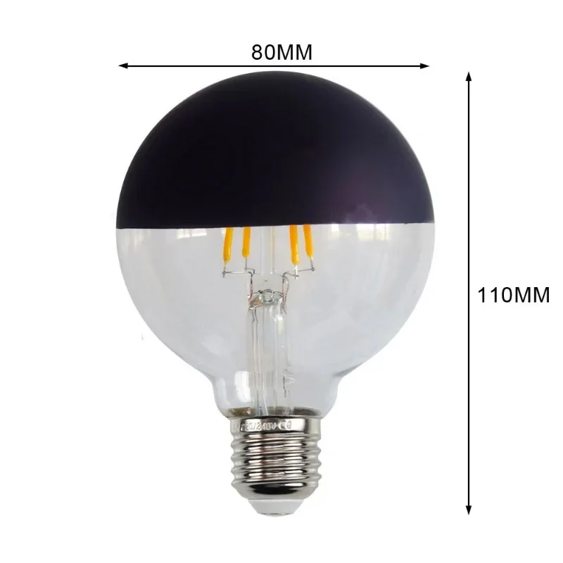 Edison Shadowless LED Semi-galvanized Reflective Bulb E27 G80 4W 2700K Bulb Interior Decoration Light Source Retro Bulb