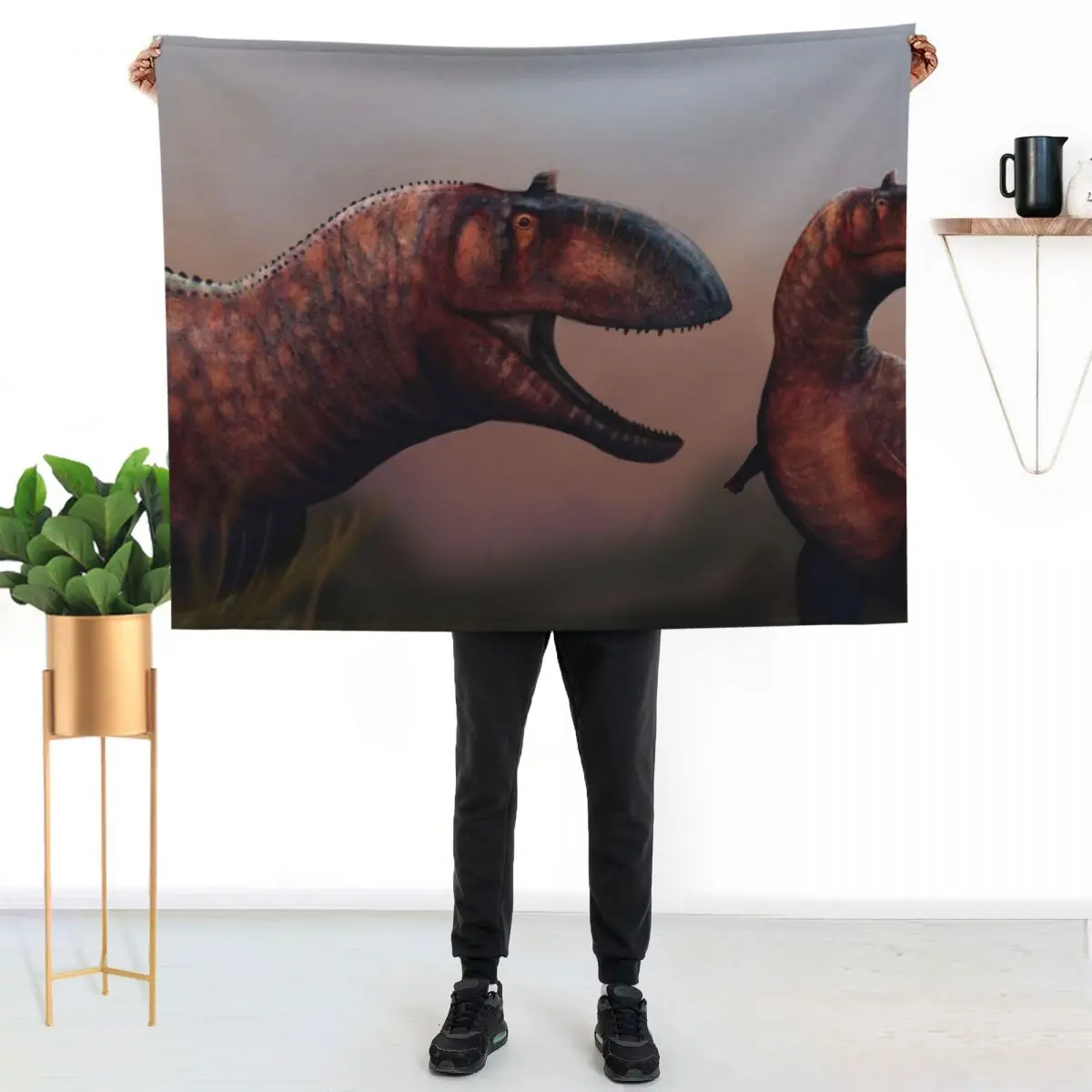 Rajasaurus pair scenery Throw Blanket valentine gift ideas for babies for winter warm winter Luxury Brand Designers Blankets