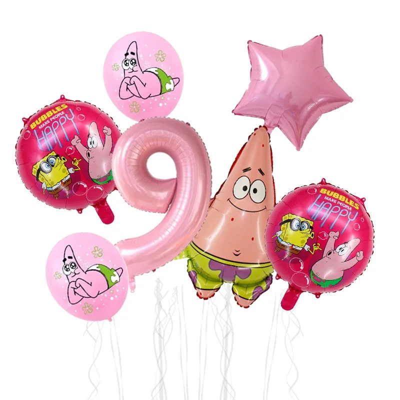 7-teiliges SpongeBob Schwammkopf Ballonset Geburtstagsparty Luftballons Heliumballons Junge Mädchen Babyparty Partyzubehör – Detail 9