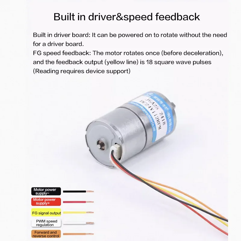 MAX 12KG GA25-2418 Micro Brushless DC Gear Reduction Motor 12v24v 36000h 18-1970rpm Lifespan Adjustable Speed and Self Drive ﻿