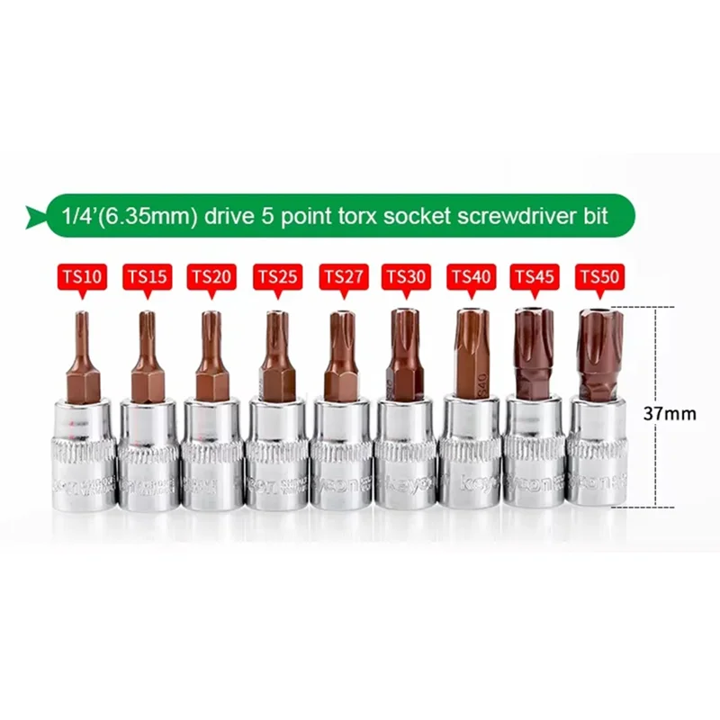 WORTHOWN-Pentalobe Screwdriver Bit Socket Set Pentalobe Screwdriver Bit Set TS10-TS50 Hand Tools 1/4 Inch Drive Socket Withstora