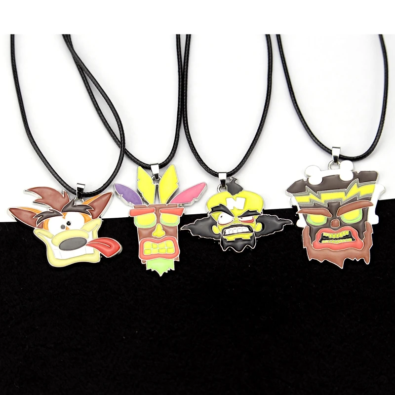 Game Crash Bandicoot N Sane Trilogy Colorful Alloy Pendant Necklace, Game Peripheral Charm Necklace For Game Fans