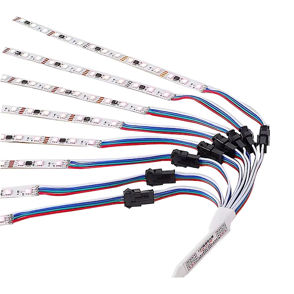 1TO 4/8 DC5-24V Mini TTL Signal LED Amplifier Repeater for WS2811 WS2812B SK6812 3Pin Addressable RGBIC LED Strip String Module