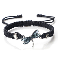Dragonfly Pendant Bangles For Women Men Handmade Braided Red Rope Bracelets Charm Couple Wristband Friendship Lucky Jewelry Gift