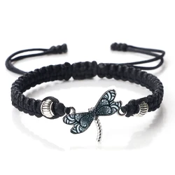 Dragonfly Pendant Bangles For Women Men Handmade Braided Red Rope Bracelets Charm Couple Wristband Friendship Lucky Jewelry Gift