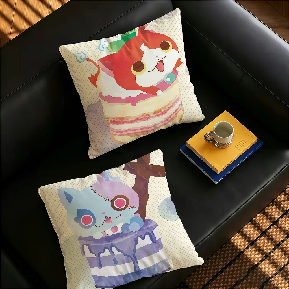 Anime Yo-kai W-watch Pillow Case Square Bedroom Headboard Sofa Living Room Backrest Cushion Nap Pillow