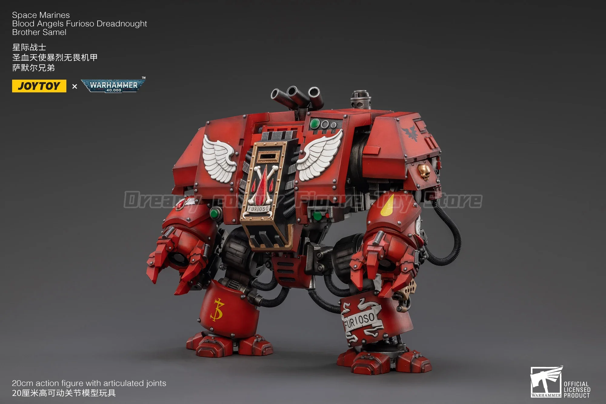 【In Stock】JOYTOY Warhammer 40K Space Marines Blood Angels Furioso Dreadnought Brother Samel 1/18 Figure Toys Model view 3