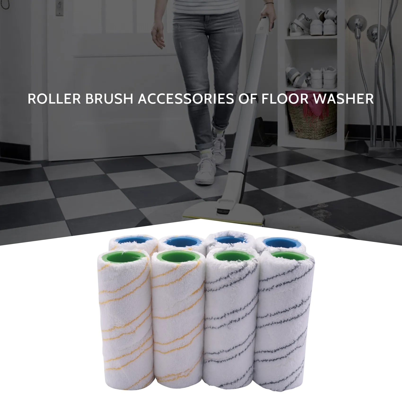 8 Piece Set of Rollers for Karcher FC7 FC5 FC3 FC3D Electric Floor Cleaner 2.055-007.0 / 2.055-006.0