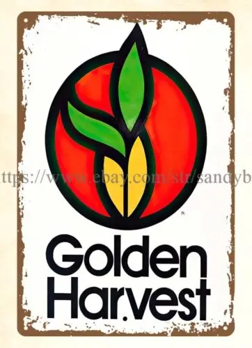 Cafe farm shop 1960s seed corn farm ranch Golden Harvest metal tin sign