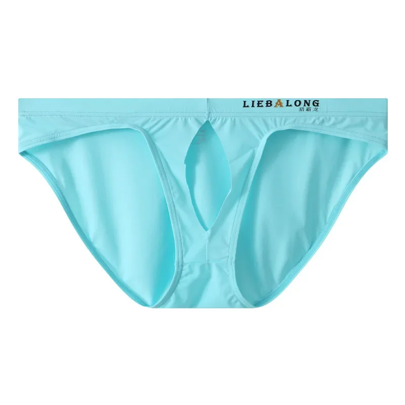 Men's Sexy Brief Ice Silk Lightweight Quick Dry Tangas Crotch Front Hole Bikini Seamless Cool Feel Comfort Ultra-thin Underpants - Image 2