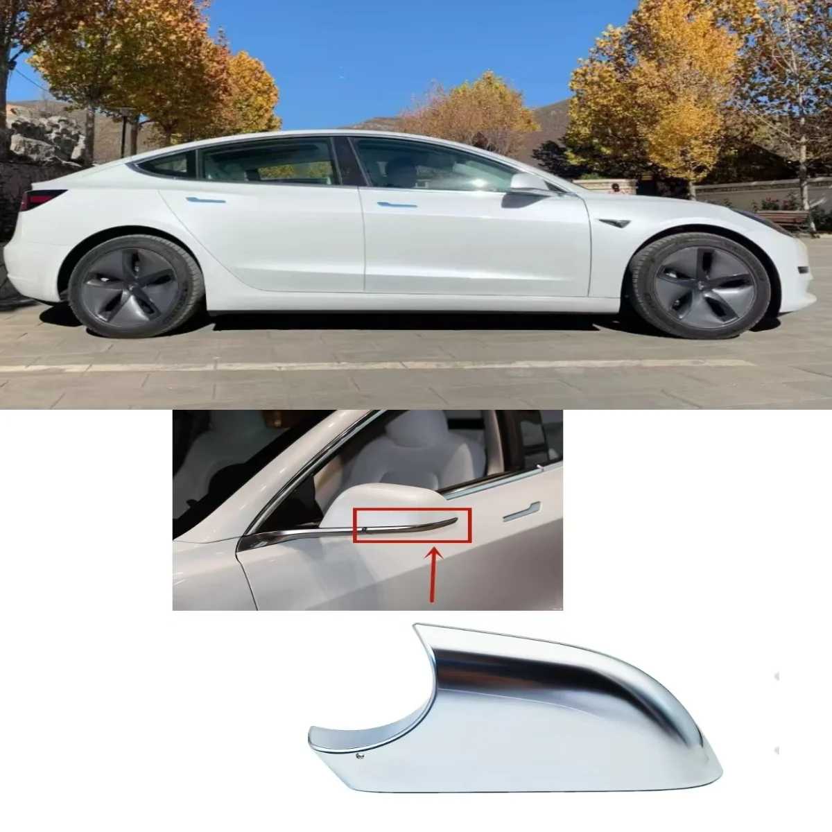 

2017-2020 for Tesla accessories Model 3 reversing mirror bottom case rearview mirror old electroplated lower case bracket