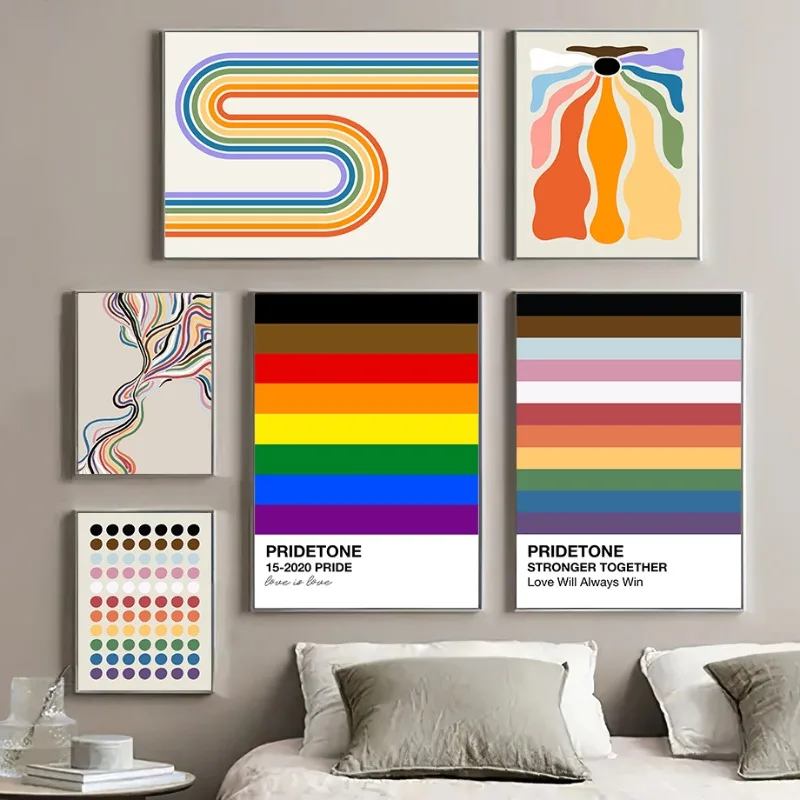 Subtle Pride Office Decor LGBTQ Gift Lesbians Gays Wall Art Canvas Painting Posters Prints Abstract Pictures Living Room Decor