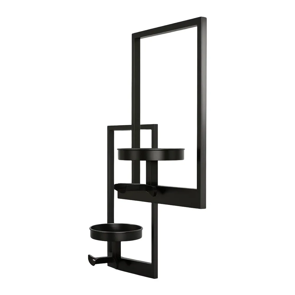Floating Shelf Set 2 pcs Black Iron Wall Mounted for Plants Decor For Indoor Outdoor Living Room Bedroom Hallway