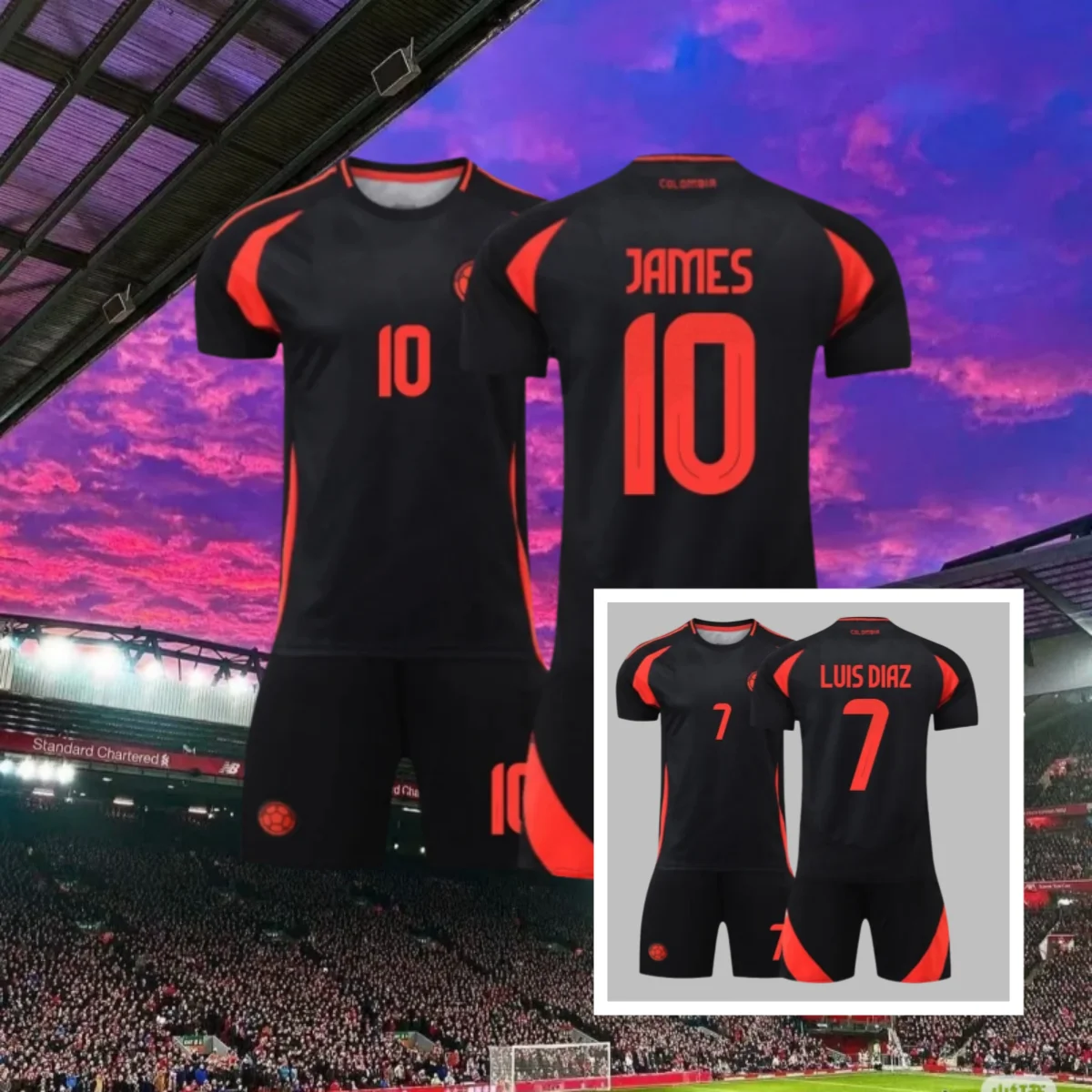 

2025 Summer Cologne Away Black Orange No. 10 No. 7 Adult Short Sleeve Suit Children's Parent-Child Football Training Suit