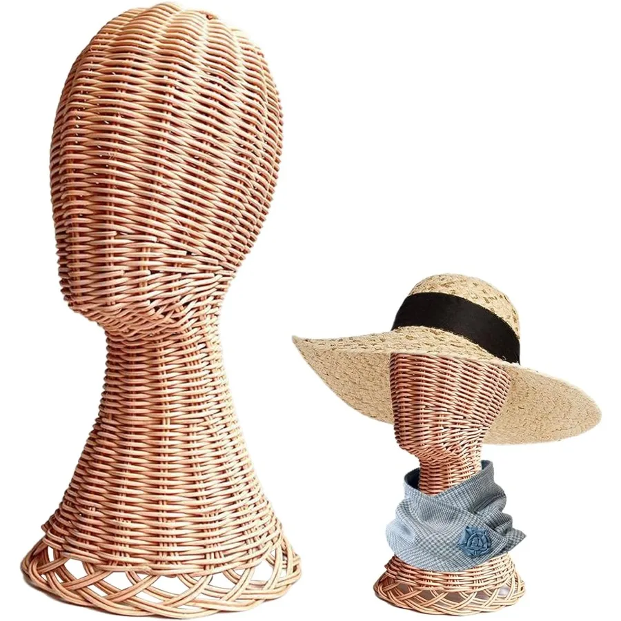 

CHADWICK Подставка для головы манекена Подставка для парика из ротанга для парикмахерской, дома и витрины, витрина, плетеный держатель для головы парика ручной работы с ви