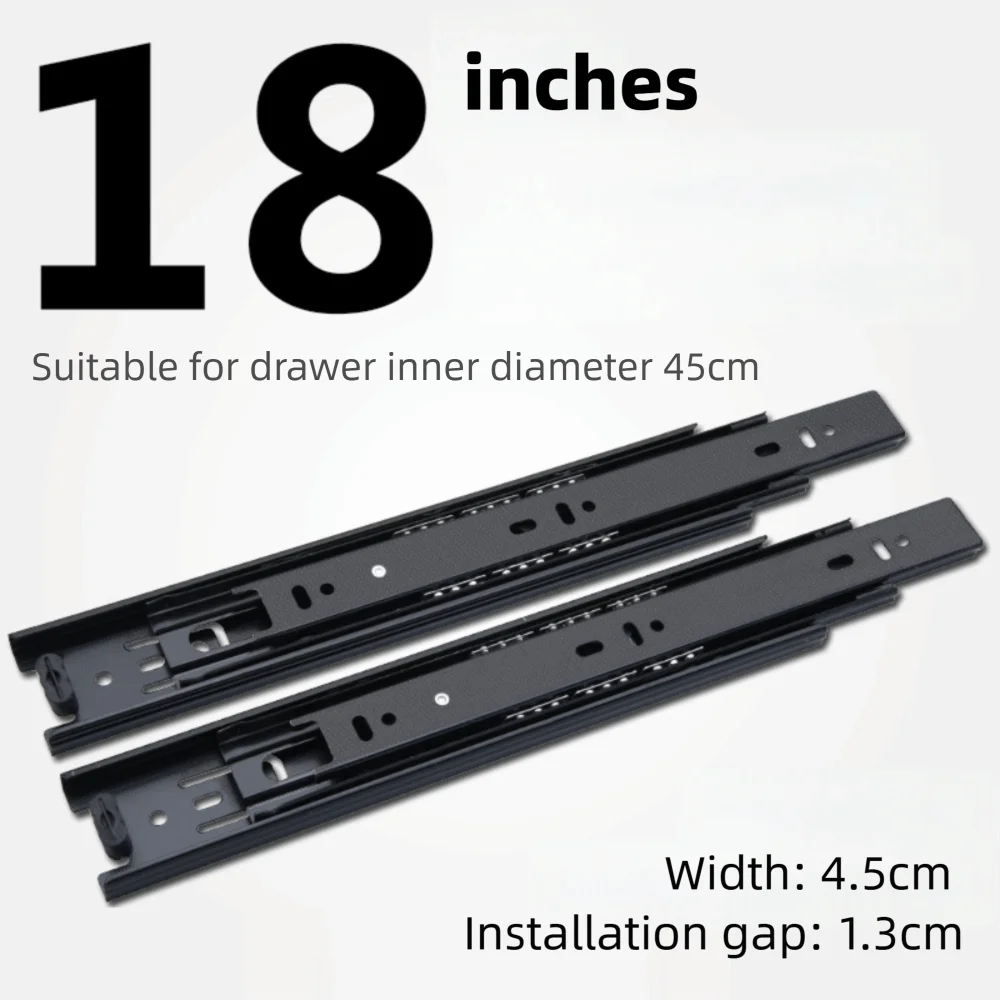 

High Quality Black Drawer Slides Heavy Duty Easy Installation Dresser Runners Smooth Operation Steel Side Mount Runners Kitchen