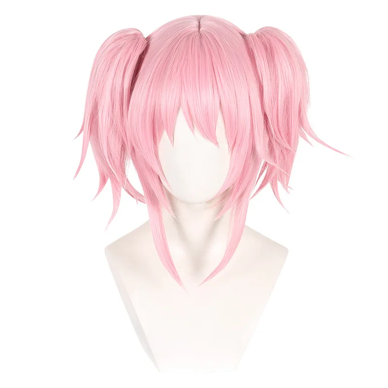 شعر مستعار صناعي قصير وردي اللون لفتاة Madoka Kaname السحرية أنيمي زي حفلة الهالوين ألياف مقاومة للحرارة